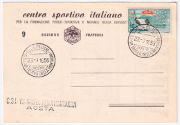 1956-AOSTA C.S.I. VII^Trofeo Della Montagna (23.9) Annullo Speciale Su Cartolina - Pubblicitari