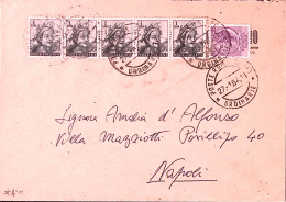 1964-Siracusana Lire 25 + Michelangiolesca L.1 Striscia Di 5 Esemplari Su Busta - 1961-70: Poststempel