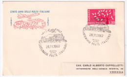 1962-100 POSTE MUGGIA-ROMA Annullo Speciale (28.11) Su Busta - 1961-70: Poststempel