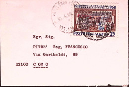 1969-50 ANNIVERSARIO VITTORIA Lire 25 Isolato Su Biglietto Visita - 1961-70: Marcophilia