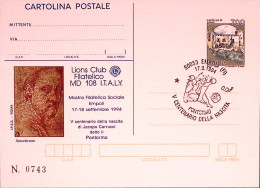 1994-LIONS EMPOLI Cartolina Postale IPZS Lire 700 Con Ann Spec - Entiers Postaux