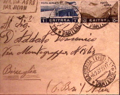1937-R.C. Leone Manoscritto Al Verso Di Busta Via Aerea Massaua (3.2.37) - Erythrée