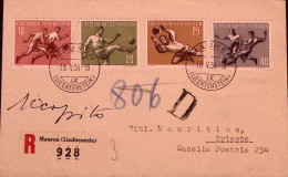 1954-Liechtenstein Soggetti Sportivi Calcio Serie Cpl. Fdc Racc. Per Italia - FDC