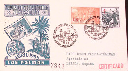 1953-SPAGNA Mostra Filatelica Las Palmas (19.4) Ann. Spec. - Covers & Documents