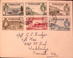 1953-GIBILTERRA GIBRALTAR Vedute 6 Valori (130/5) Su Busta Per La Gran Bretagna - Gibraltar