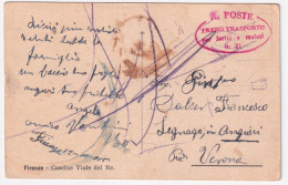 1915-TRENO TRASPORTO/PER FERITI E MALATI/n.21 Ovale Rosso Su Cartolina (Firenze  - War 1914-18