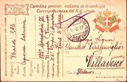 1917-Posta Militare/20^ CORPO ARMATA C.2 (1.6) Su Cartolina Franchigia - War 1914-18