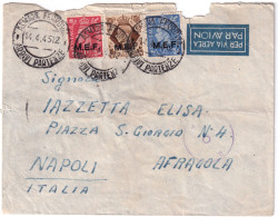 1945 M.E.F. P.1/2, 1 E S.1 Su Busta Via Aerea Asmara (14.4) Per L'Italia - Occ. Britanique MEF