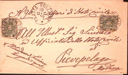 1892-FRATTA POLESINE C1+SBARRE C1 (18.12) Su Sopracoperta Affrancata Stemmi Due  - Marcophilia