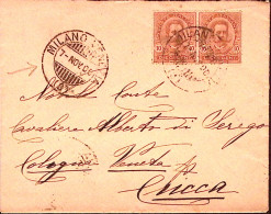 1900-Milano-Venezia/(B) C.2 (7.11) Su Busta Affrancata Effigie Coppia C.10 - Poststempel