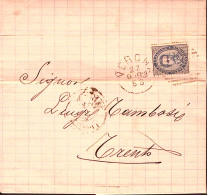 1883-effigie C.25 Isolato Su Lettera Completa Testo Verona (27.9) Per Austria - Storia Postale