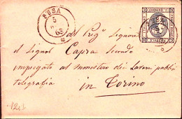 1863-SUSA C.2 (5.5) Su Bustina Completa Di Contenuto Affrancata MEDAGLIONE C. 15 - Marcofilía