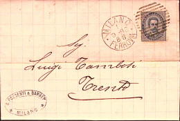 1883-effigie C.25 Isolato Su Lettera Completa Testo Milano (1.9) Per Austria - Poststempel