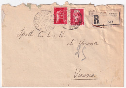 1945-Imperiale Senza Fasci Lire 2 E 5 (534+541) Su Raccomandata Croce Mosso (7.1 - Poststempel