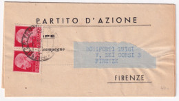 1945-Imperiale Senza Fasci Coppia C.20 (529) Su Stampe Firenze (13.9) - Storia Postale