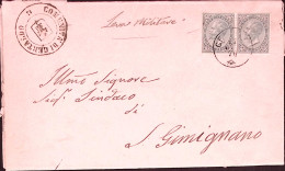 1876-CERTALDO C1 + Punti (17.1) Su Piego Affrancato Coppia Effigie C.5 - Storia Postale