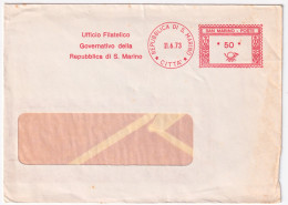 1973-S. MARINO Busta Postale Di Servizio Tipo Rossa Ufficio Filatelico Governati - Machines à Affranchir (EMA)