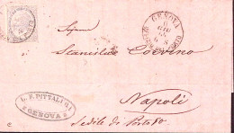 1864-effigie C.15 (L18) Isolato Su Lettera Genova/Ufficio Del Porto (11.6) - Marcophilia