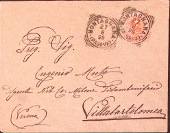 1899-MONTAGNANA/PADOVA Tondo Riquadrato (27.8) Busta Affrancata Effigie C.20 - Marcophilie