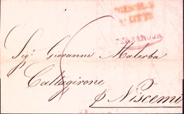 1851 SICILIA TERRANOVA Ovale Rosso Su Lettera Completa Testo (29.10) - Non Classés