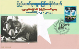 MYANMAR 2022 Mi 529 75th ANNIVERSARY OF UNION DAY FDC TYPE I - Myanmar (Burma 1948-...)