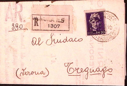 1946-Imperiale Senza Fasci Lire 10 (535) Isolato Su Piego Raccomandato Verona (1 - Marcophilia