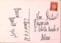 1948-SAN MARINO EUROPA STEMMA Sopr. Lire 6/4 (310) Isolato Su Cartolina Illustra - Briefe U. Dokumente