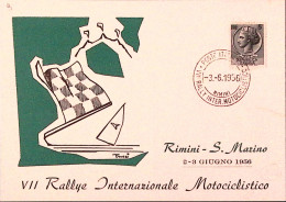 1956-ITALIA VII^RALLYE MOTOCICLISTICO RIMINI-SAN MARINO Annullo Speciale Su Cart - Demonstrationen