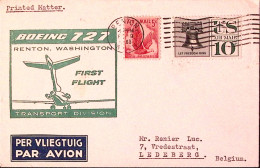 1963-U.S.A.  I^volo BOEING 727 Renton-Washington Su Renton Per Il Belgio - Lettres & Documents