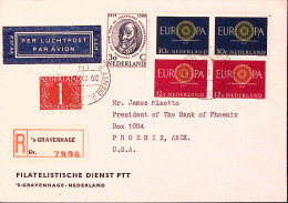 1960-OLANDA NEDERLAND Europa Due Serie Cpl. + Altri Su Racc. Via Aerea Per Gli U - Postal History