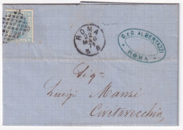 1871-ROMA C1+griglia (22.5) Su Lettera Completa Testo Affrancata C.20 (L26) - Marcofilía