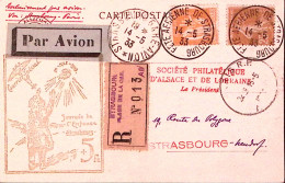 1933-Francia FRANCE Volo Speciale Strasburgo-Parigi Ann. (14.5) Su Cart. Uff. Gi - Storia Postale