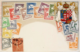 C.P.A. Carte Postale Philatélique Gaufrée Avec Armoiries - Représentation De Timbres Poste Anciens De La HONGRIE - TBE - Briefmarken (Abbildungen)