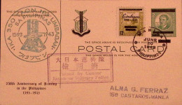 1943-Filippine Occ. Giapponese 350 Ann. Stampa Su Cartolina Postale Manila (20.6 - Philippinen