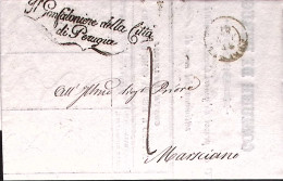 1857-PONTIFICIO B.1 (2) Al Verso Di Lettera Completa Testo Perugia (27.5) - Kirchenstaaten