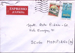 1990-CAMPIONATI MONDIALI VELA + CASTELLI Lire 650 Su Espresso Firenze (26.2) - 1981-90: Marcophilia