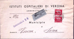 1945-Imperiale SF Coppia Lire 5 Su Piego Racc. Verona (15.6.46) - Storia Postale