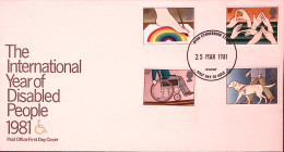 1981-GRAN BRETAGNA Anno Int. Minorato Serie Cpl. (976/9) Su Fdc - 1981-1990 Em. Décimales