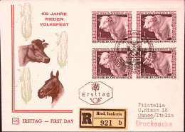 1967-Austria 100 Fiera Agricola Blocco Di 4 (1075) Su Fdc Raccomandata - FDC