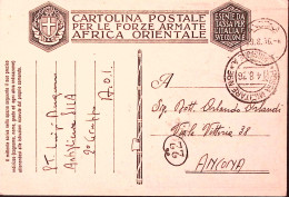 1936-Posta Militare N 92/EMISSIONE A C.2 (14.8) Su Cartolina Franchigia Carta A. - Guerre 1939-45