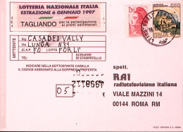 1997-cartolina Concorso RAI Con Palese Frode Postale Forlì (16.10) Non Tassata - 1991-00: Marcofilie