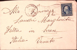 1919-U.S.A. Franklin C.5 Su Busta Quincy (23.10) Per L'Italia - Cartas & Documentos
