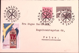 1954-SVEZIA SVERIGE Camp. Mondiali Sci/Falun (17.2.54) Su Busta - Storia Postale