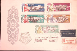 1961-Mongolia Allevamenti 3 Serie I Primi 5 Valori + Altri Al Verso Su Racc. Via - Mongolia