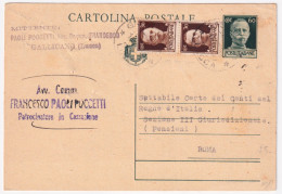 1945-Cartolina Postale C. 60 (C 112) Fr.lli Aggiunti Imperiale Coppia C. 30 (249 - Storia Postale