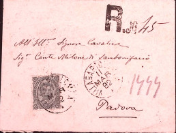 1892-effigie C.45 (46) Isolato Su Raccomandata Villabartolomea (11.3) - Storia Postale