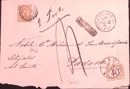 1886-Segnatasse C. 40 (24) Apposto A Padova (15.8) Su Busta Da Venezia Con Carte - Marcophilie