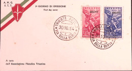 1954-AMG-FTT Interpol Serie Cpl. (207/8) Su Fdc - Marcofilie