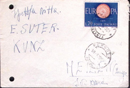 1961-EUROPA1960 Lire 70 (896) Isolato Su Busta Pergola (18.1) Per La Svizzera Fo - 1961-70: Poststempel