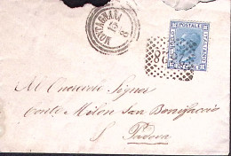 1876-MONTAGNANA C3 Lombardo-Veneto+punti (13.3) Su Busta Affr. C.20 (T26) - Marcophilia